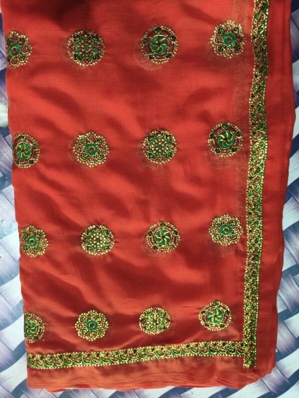 Pushpa 2 Red Color Meena Lugdi (Dulhan Fabric)