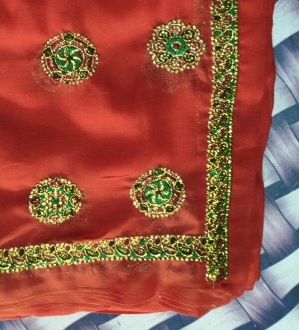 Pushpa 2 Red Color Meena Lugdi (Dulhan Fabric) - Image 2