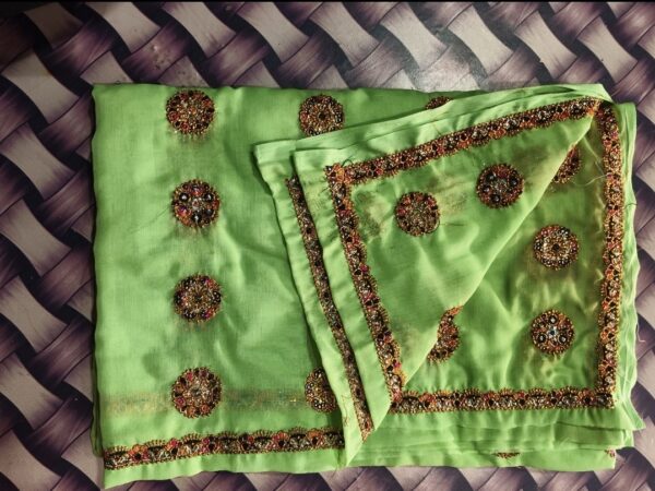 Pushpa 2 Green Color Meena Lugdi (Dulhan Fabric) - Image 2